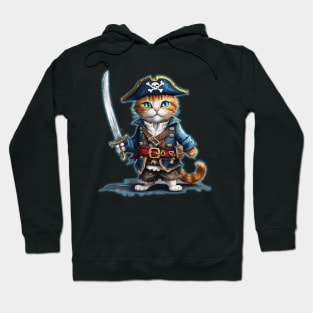 Cute street cat wearing a a pirate outfit and a sword Hoodie